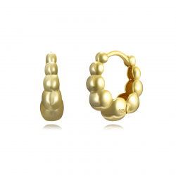 Silver Earrings Ball Hoop Earrings - 15 mm - Gold plated and Rhodium Silver