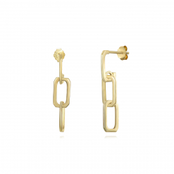 Pendiente Plata Lisa Pendientes Eslabón 26 mm - Bañado Oro y Plata Rodiada