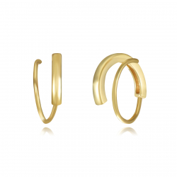 Silver Zircon Earrings Spiral Earrings - 13 mm - Gold plated And Rhodium Silver