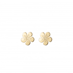 Pendiente Plata Lisa Pendientes - Flor 6,5mm - Bañado Oro y Plata