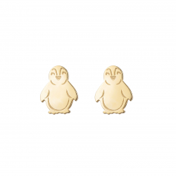 Pendiente Plata Lisa Pendientes Pingüino 8mm - Bañado Oro y Plata