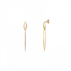 Silver Earrings Oval Link Earrings - 48mm - Gold Plated & Rhodium Silver