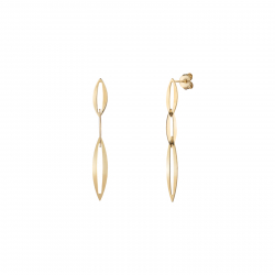 Silver Earrings Oval Link Earrings - 46mm - Gold Plated & Rhodium Silver