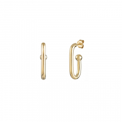Silver Earrings Semi Hoop Earrings - 26*11,50mm - Gold Plated and Rhodium Silver