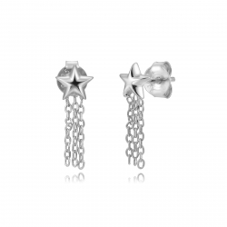 Silver Earrings Chain Earrings - Star 6mm - Gold Plated and Rhodium Silver