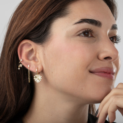 Silver Earrings Chain Earrings - Ray 6*2,5mm - Gold Plated and Rhodium Silver