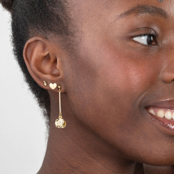 Silver Earrings Earrings - Tear drop 3 mm - Gold Color