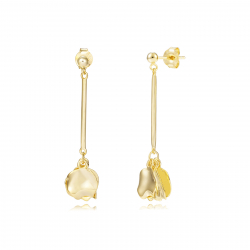 Silver Earrings Petal Earring - 40 mm - Gold Plated and Rhodium Silver