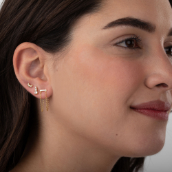 Silver Earrings Croissant Earrings 6*4mm - Gold plated and Rhodium Silver