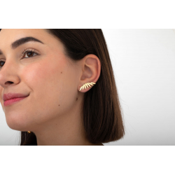 Ohrringe Glattes Silber Flügel-Ohrringe - 31 mm - vergoldet und rhodiniert Silber