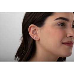 Silver Earrings Bar with chain earrings - 27 mm - Gold plated and Rhodium Silver