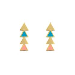 Pendiente Plata Lisa Pendientes Enamel Multi Flecha - 17*5 mm - Bañado oro