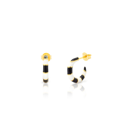 Pendiente Plata Lisa Pendientes Enamel Multi - Semi Aro - 15 mm - Bañado oro
