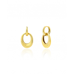 Ohrringe Glattes Silber Creolen - Oval 25mm - Vergoldet und Rhodiniertes Silber