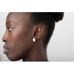 Ohrringe Glattes Silber Ohrringe - Oval 16*11mm - Vergoldet und Rhodium-Silber