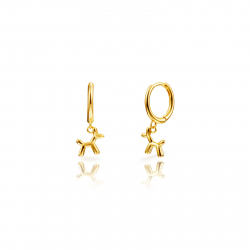 Pendiente Plata Lisa Pendientes Perro Globo - Aro 11mm - Bañado Oro y Plata Rodiada