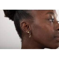 Pendiente Plata Lisa Pendientes Perro Globo - Aro 11mm - Bañado Oro y Plata Rodiada