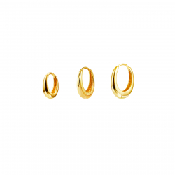 Pendiente Plata Lisa Pendientes Aro Oval - 21 mm, 16 mm , 13 mm - Bañado en Oro y Plata Rodiada