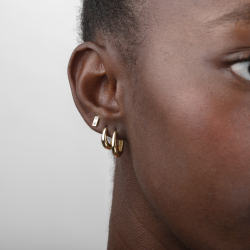 Pendiente Plata Lisa Pendientes Aro Oval - 16 mm, 13 mm - Bañado en Oro y Plata Rodiada