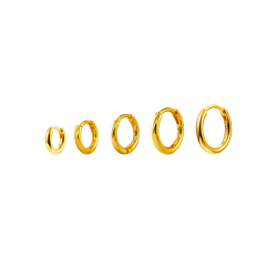 Pendiente Plata Lisa Pendientes Aro - 8 mm, 9 mm, 10 mm, 11 mm, 12 mm - Bañado en Oro y Plata Rodiada