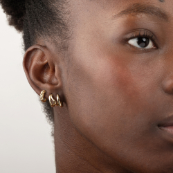 Silver Earrings Twisted Hoop Earrings - 12 mm - Gold Plated Silver and Rhodium Silver