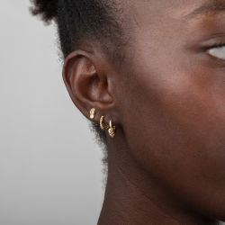 Silver Earrings Twisted Hoop Earrings - 13 mm - Gold Plated Silver and Rhodium Silver