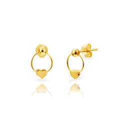 Pendiente Plata Lisa Pendientes Corazón - 11 mm- Bañado en Oro y Plata Rodiada