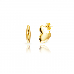 Pendiente Plata Lisa Pendientes Corazón - 13 mm- Bañado en Oro y Plata Rodiada
