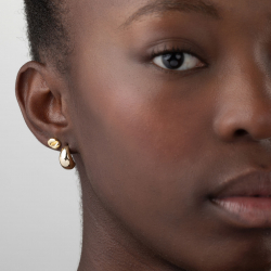 Boucles D'Oreilles Argent Lisse Créoles - 13*8 mm - Plaqué or et argent rhodié