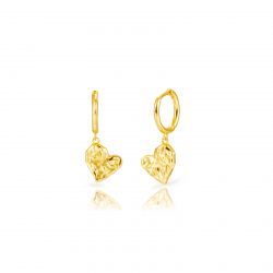 Pendiente Plata Lisa Pendientes Aro 11 mm  - Corazón 11 mm - Bañado en Oro y Plata Rodiada