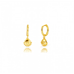 Silver Earrings Earrings Hoop 12 mm - Moon 8 mm - Gold Plated Silver and Rhodium Silver