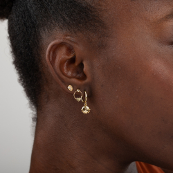 Silver Earrings Earrings Hoop 12 mm - Moon 8 mm - Gold Plated Silver and Rhodium Silver
