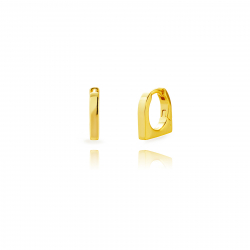 Pendiente Plata Lisa Pendientes Plata - Candado - 10mm - Bañado Oro y Plata Rodiada