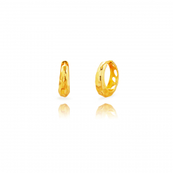 Pendiente Plata Lisa Hoop Earrings - Diamond Cut - 18 mm - Bañado en Oro