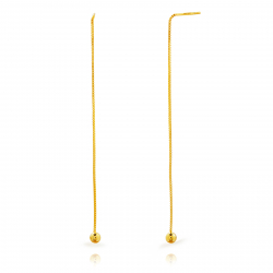 Silver Earrings Earrings Ball Chain - 92 mm - Gold Plated Silver and Rhodium Silver