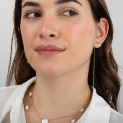 Ohrringe Glattes Silber Ohrringe Kugelkette – 92 mm – vergoldetes Silber und Rhodiumsilber