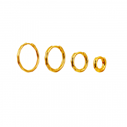 Pendiente Plata Lisa Pendiente Aro 2mm Bañado Oro y Plata Rodiada
