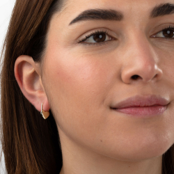 Pendiente Plata Lisa Pendientes Corazón Aro - 16 mm - Bañado en Oro y Plata Rodiada