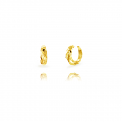 Boucles D'Oreilles Argent Lisse Bijou d'oreille martelé - 14,50 mm - Plaqué or et argent rhodié
