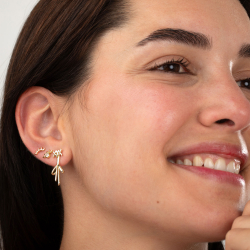 Ohrringe Glattes Silber Krawatten- und Fliegenohrringe - 28 mm - Vergoldet und rhodiniertes Silber