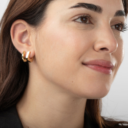 Silver Earrings Earrings Sterling Silver Smooth - Squares - 14 mm - Gold and Rhodium Plated