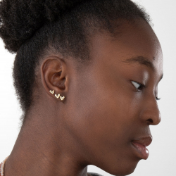 Ohrringe Glattes Silber Silber Herz Ohrringe - Dreier-Set - 5 mm - Vergoldet und Rhodiniertes Silber