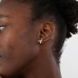 Ohrringe Glattes Silber Silberohrringe – Friedenstaube – 9 mm - Vergoldet und Rhodiniertes Silber