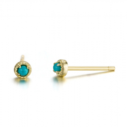 Silver Stone Earrings Mineral Earrings - Ball 1.8mm - Turquoise