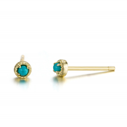 Silver Stone Earrings Mineral Earrings - Ball 1.8mm - Turquoise