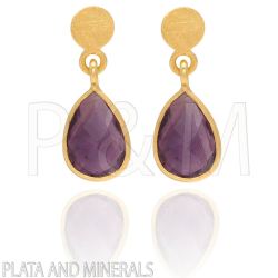 Pendiente Plata Mineral Lagrima Mineral Earrings 20 mm