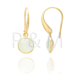 Silver Stone Earrings Mineral Earrings  - 9mm - Gold Plated and Rhodium Silver