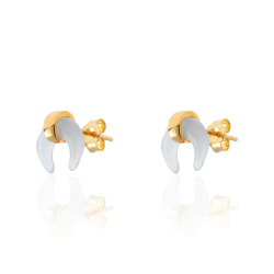 Silver Stone Earrings Mineral Earrings - 10mm Horn - Gold Plated Silver and Rhodium Silver