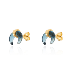 Silver Stone Earrings Mineral Earrings - 10mm Horn - Gold Plated Silver and Rhodium Silver