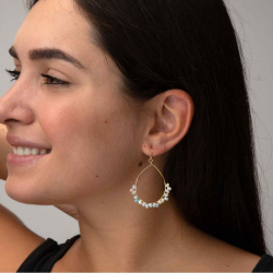 Silver Stone Earrings Mineral Earrings - Teardrop - 35mm